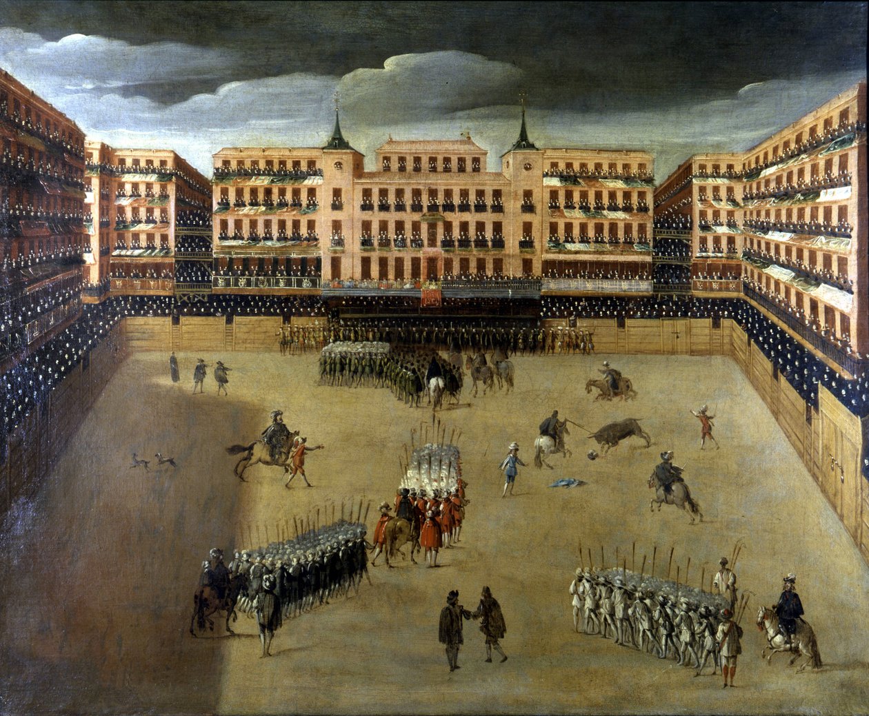 马德里 Corrida 的场景，布面油画 作者 未知艺术家