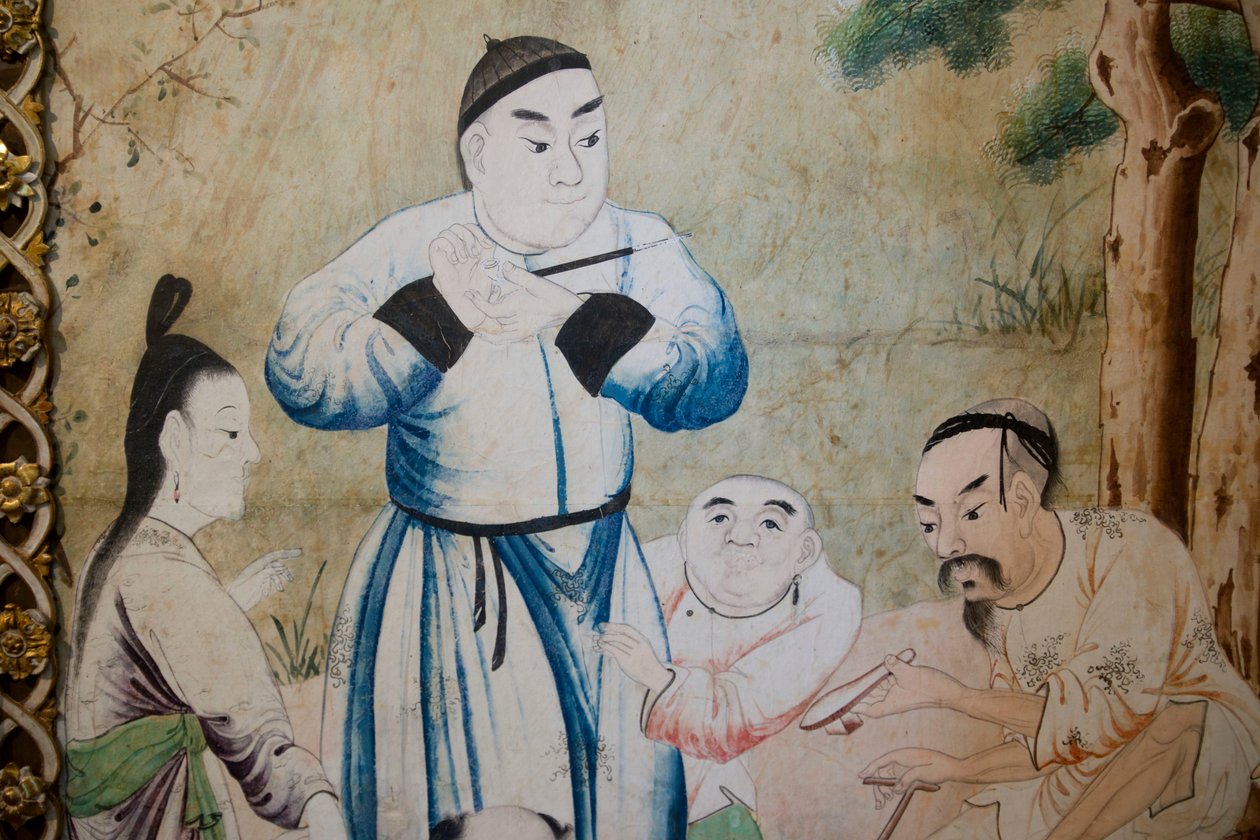 中国日常生活场景，中国墙纸细节，中国橱柜，狩猎住宅，Filippo Juvarra（1678-1736），意大利皮埃蒙特斯图皮尼吉 作者 未知艺术家