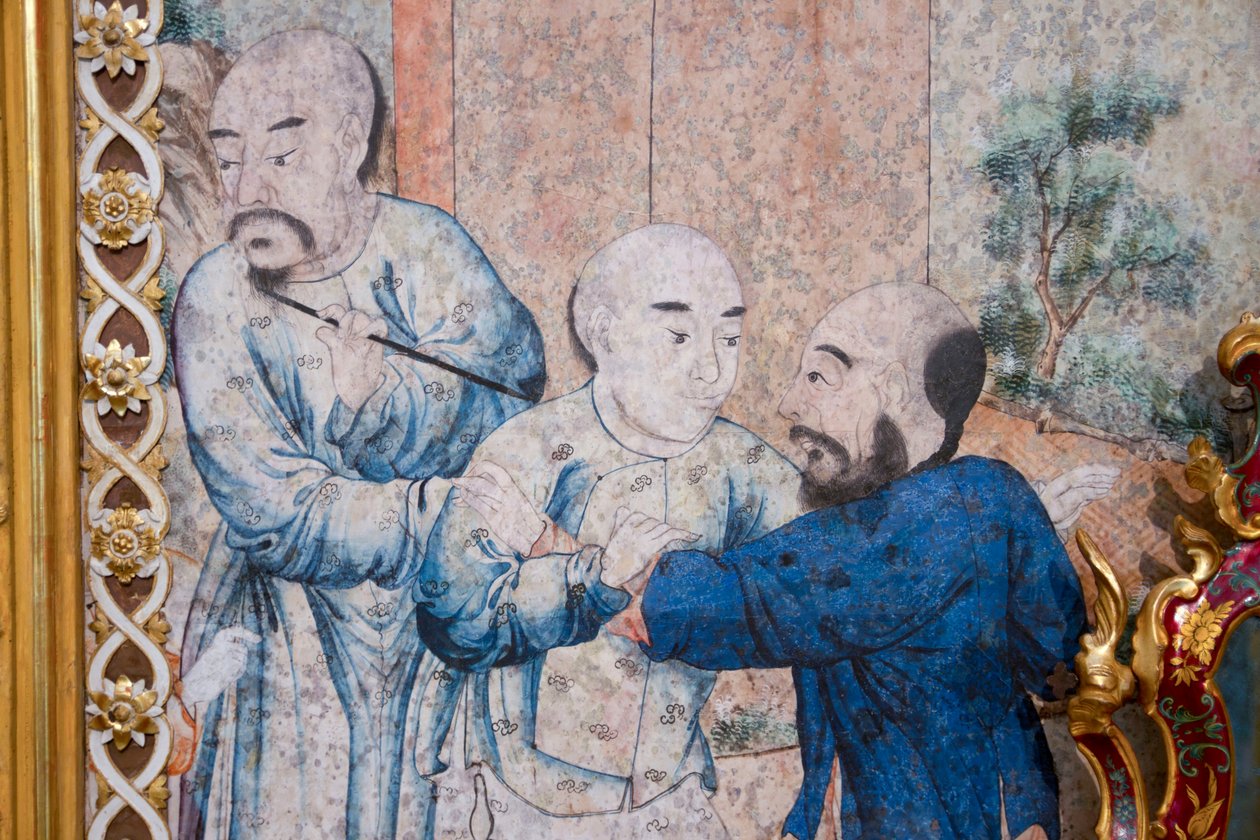 中国日常生活场景，中国墙纸细节，中国橱柜，狩猎住宅，Filippo Juvarra（1678-1736），意大利皮埃蒙特斯图皮尼吉 作者 未知艺术家