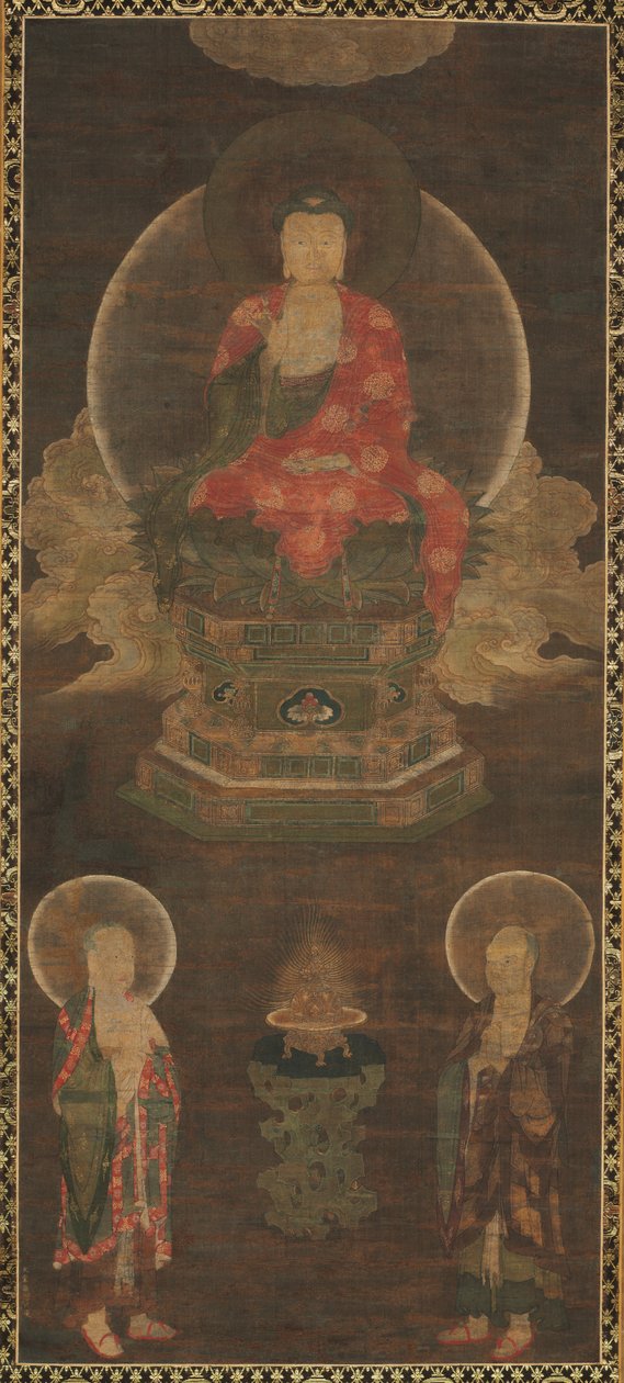 释迦牟尼三世文殊菩萨和普贤菩萨侍奉的佛陀（佛陀） 作者 未知艺术家