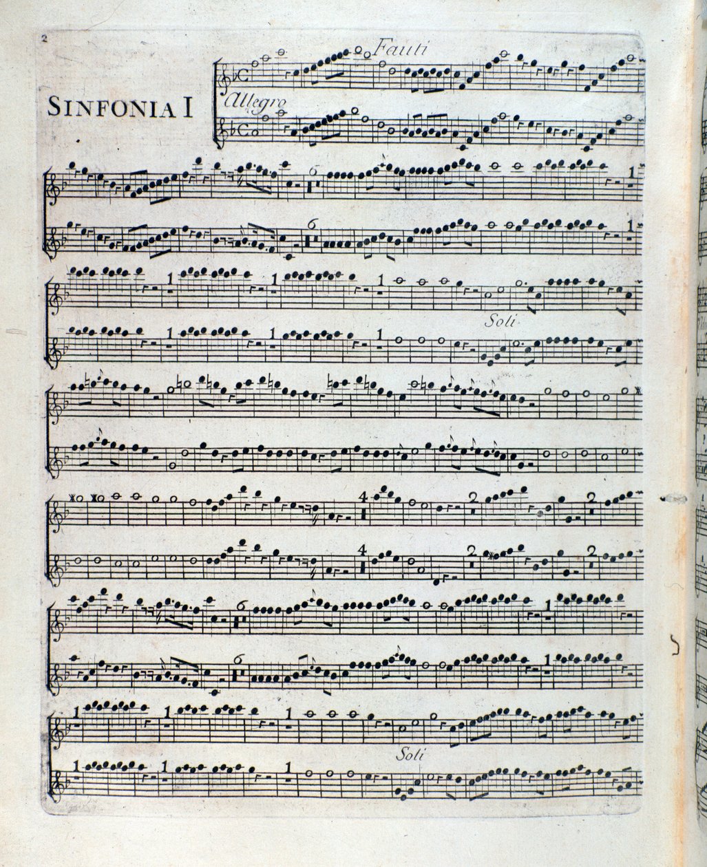 Sei sinfonie a piu strumenti op 第一交响曲中的长笛乐谱。 5 弗朗索瓦·约瑟夫·戈塞克 作者 未知艺术家