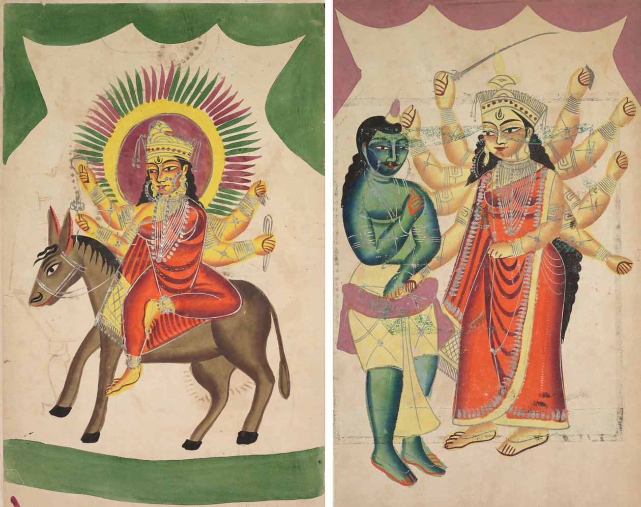 Sheetaladevi：天花女神（正面）；杜尔加（背面） 作者 未知艺术家