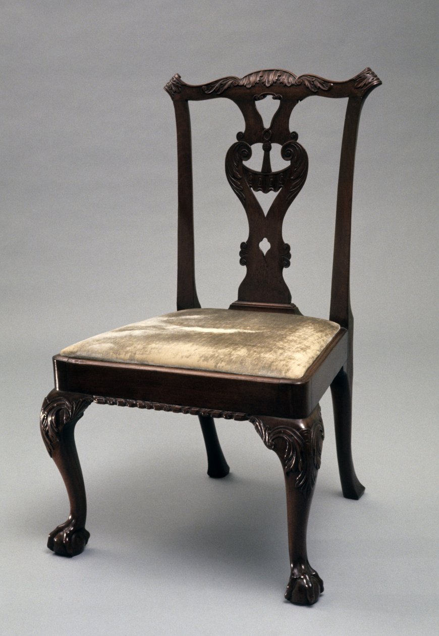 侧椅c。 1760-1790年（桃花心木和樱桃木） 作者 未知艺术家