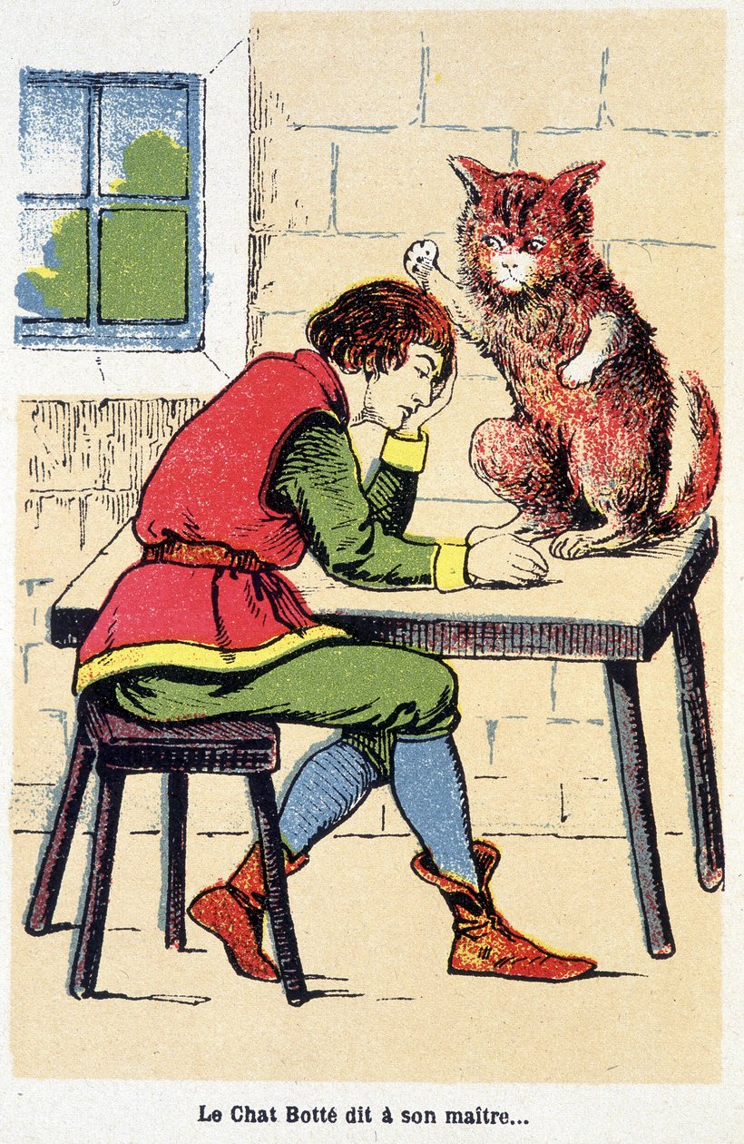 靴猫的故事：“”靴猫对他的主人说......“”sd。 19 世纪。 作者 未知艺术家