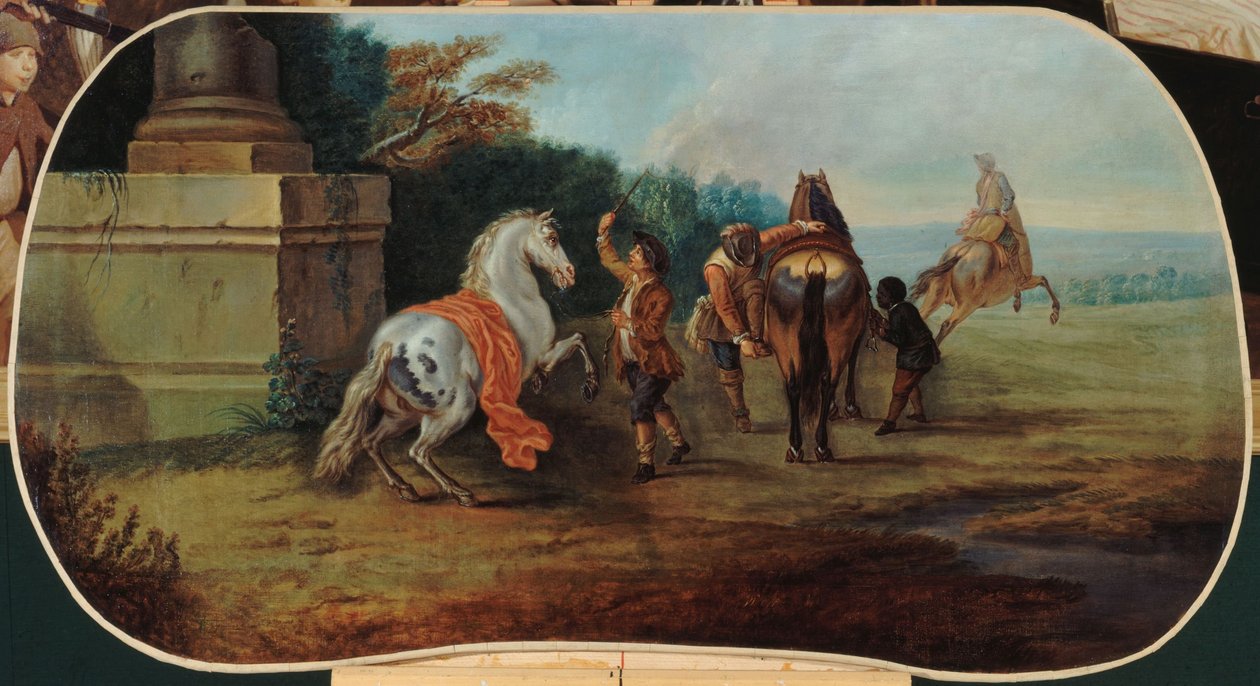 浴马图》，1701-1800 年间（布面油画） 作者 未知艺术家