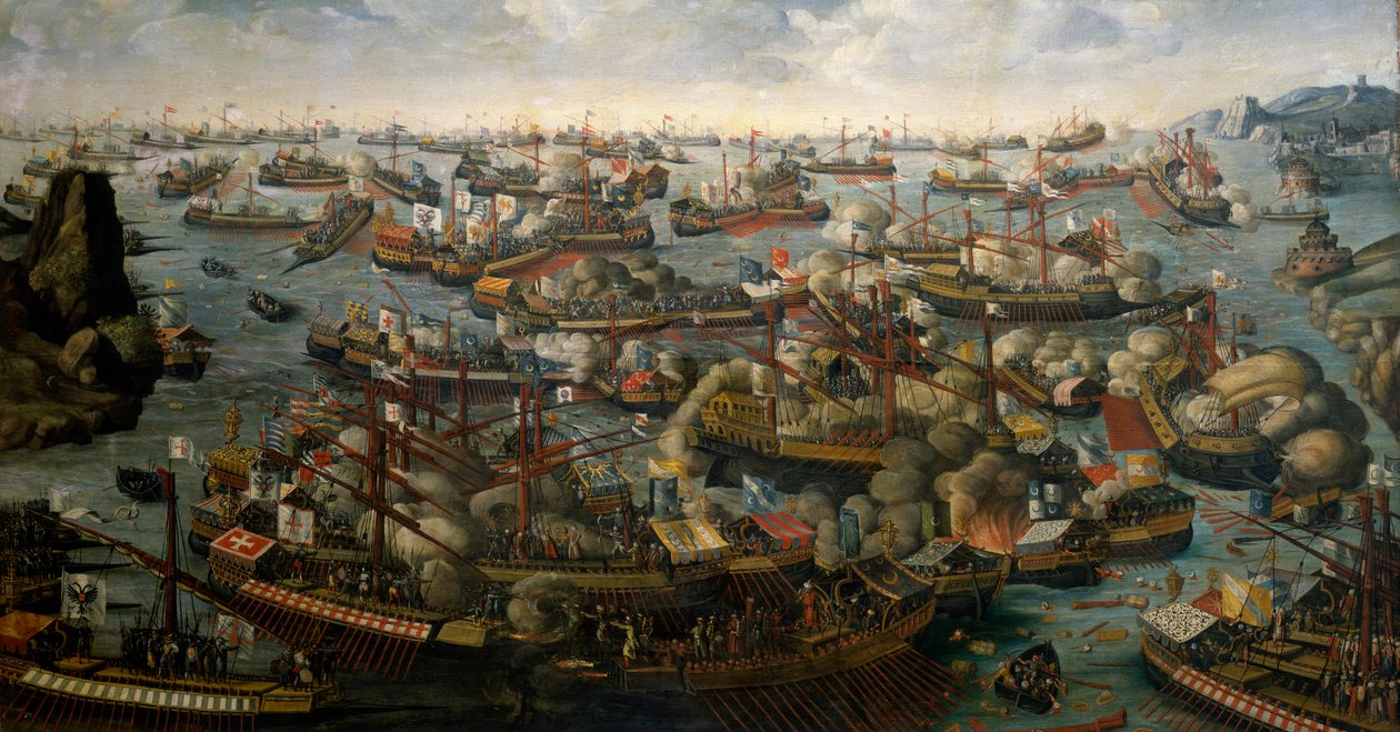 莱庞托战役，1571 年 10 月 7 日，16 世纪晚期（布面油画） 作者 未知艺术家