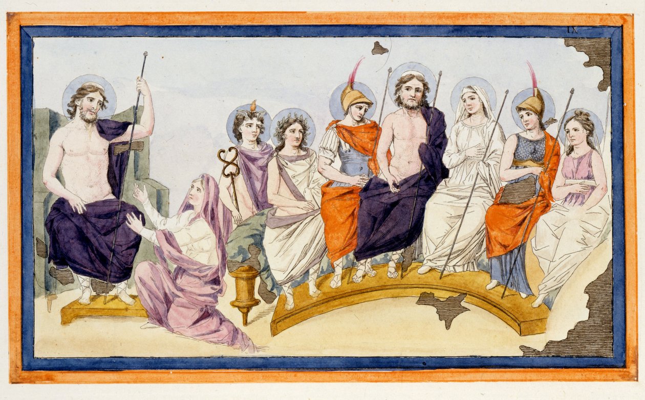 The Gods of Olympus and on the left Thetis, Achilles