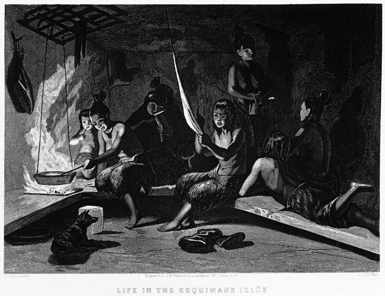 The Life of Eskimos in an Igloo - Elisha Kent Kane, Artic Exploration in Years 1853 - 1855, Philadelphia, Childs and Peterson 作者 未知艺术家