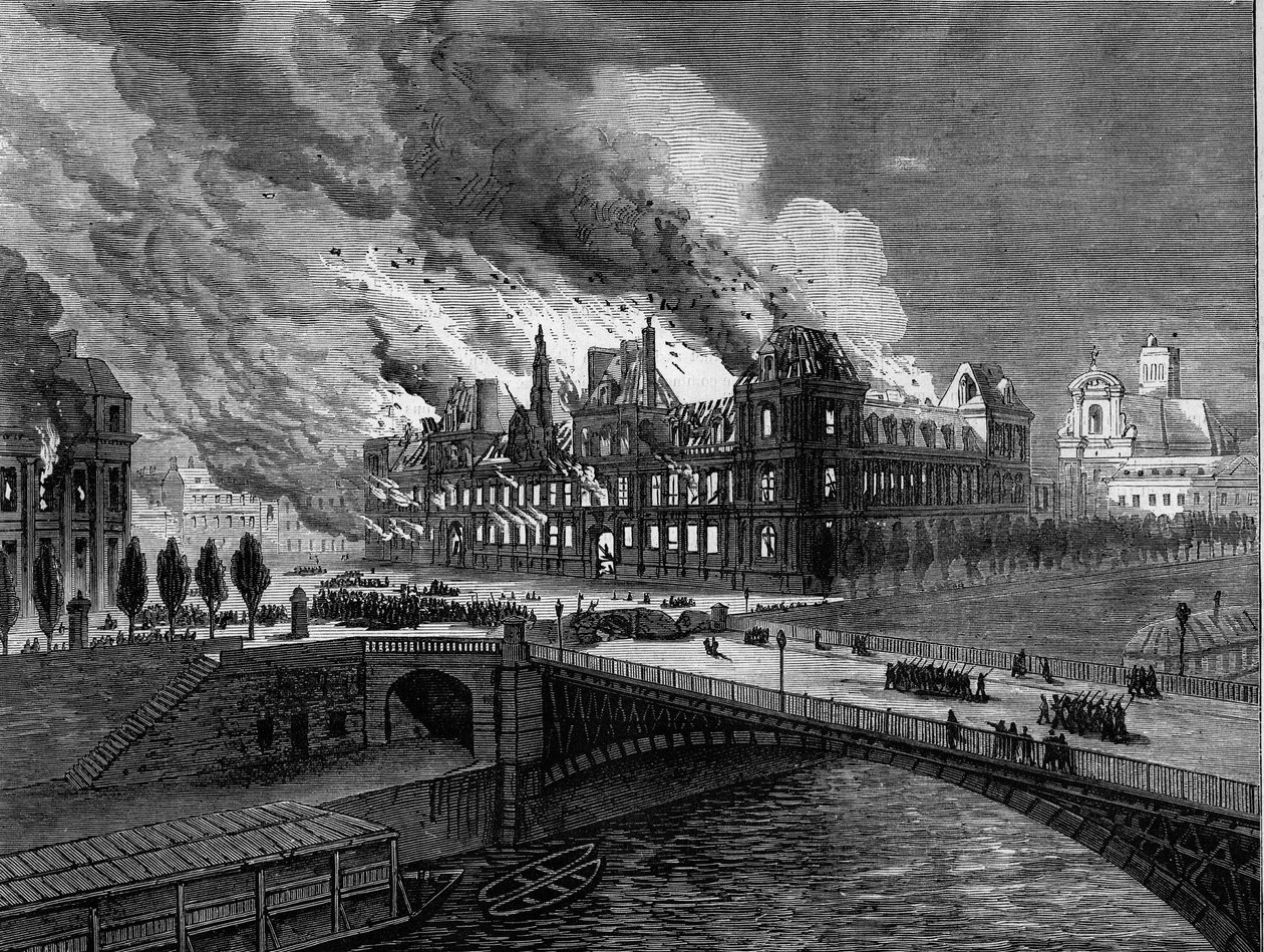 The Paris Commune in 1871. Fire of the City Hall on May 24 作者 未知艺术家