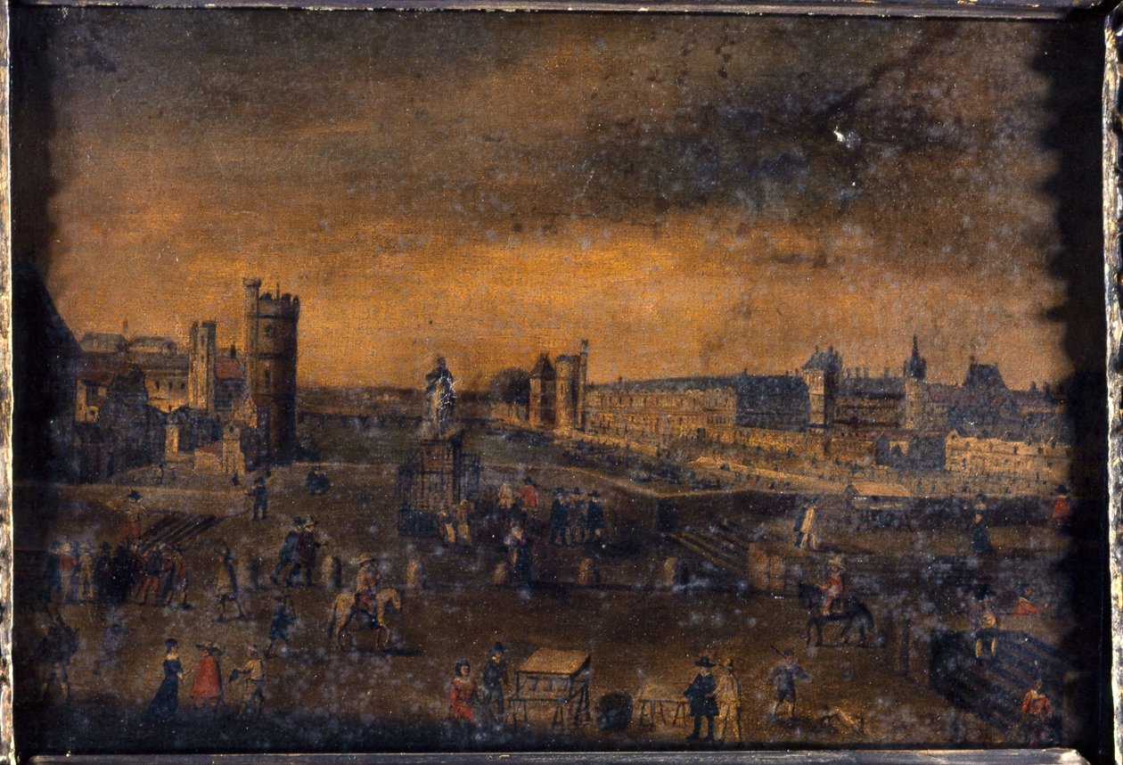 约 1640 年，从多芬广场入口处看到的新桥、内韦尔酒店、内苏尔大道、大画廊、新门和卢浮宫，今第一区和第六区，1635 年至 1645 年间（布面油画） 作者 未知艺术家