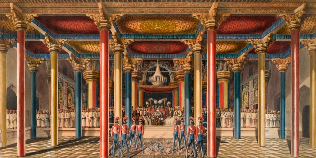 “1840 年 2 月马德拉斯附近的 Tanjore Durbar”（水彩） 作者 未知艺术家