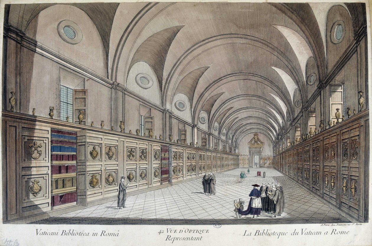 The Vatican Bibliotheque (Apostolic Bibliotheque) in Rome, engraving 作者 未知艺术家