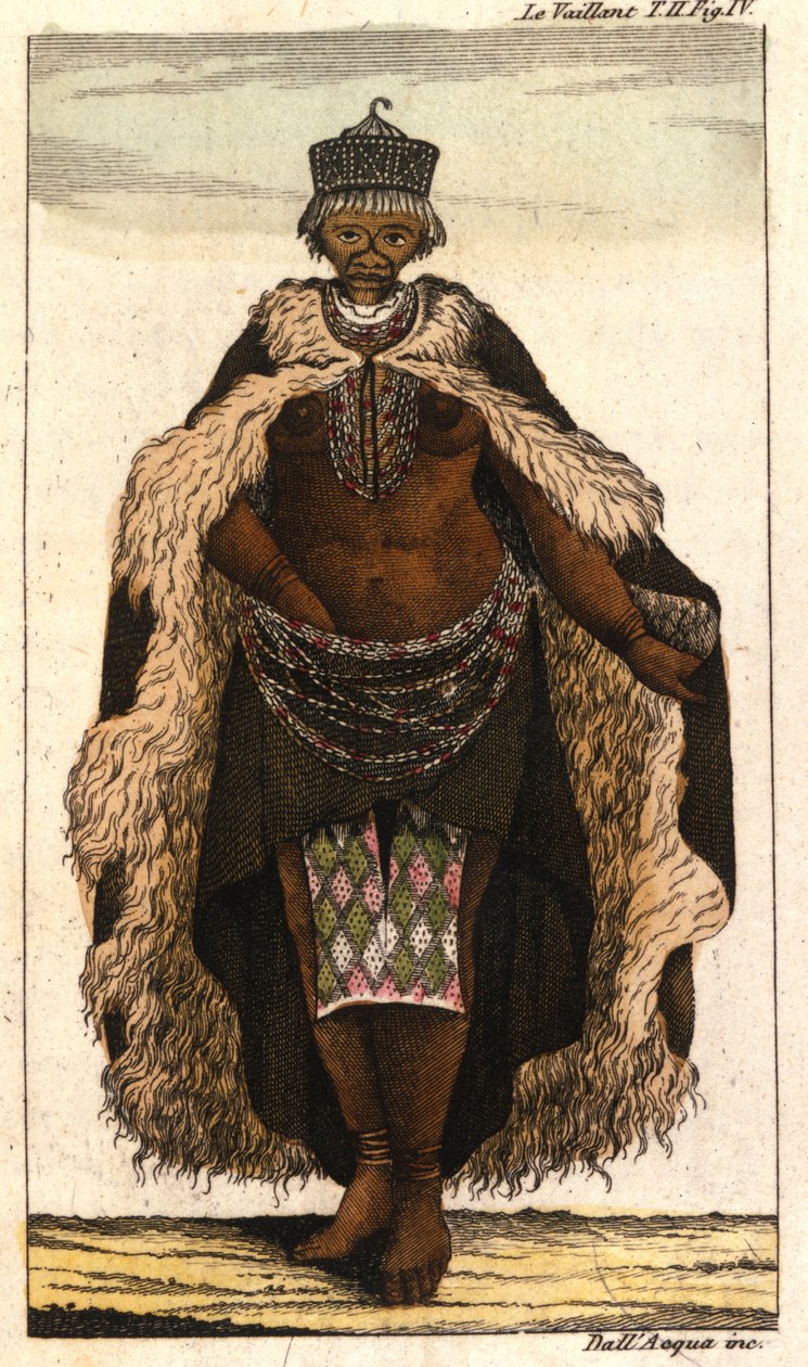 维纳斯 Hottentote，波奇曼女人 (The Hottentot Venus) 雕刻自 1820 年的旅行书。米兰人。 作者 未知艺术家