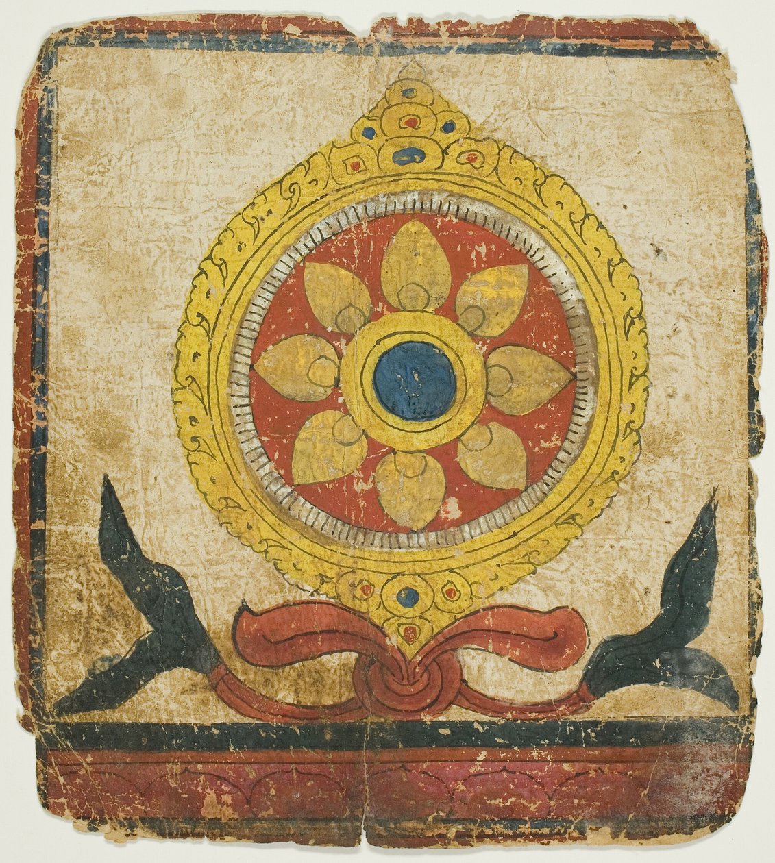 法轮（Dharmachakra），选自一套入门卡（Tsakali） 作者 未知艺术家