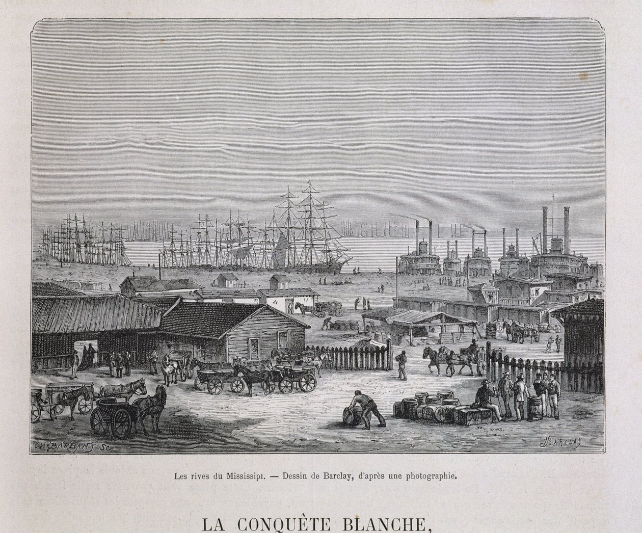 密西西比河岸 - 在“Le tour du monde”中，第二部分。 1876年 作者 未知艺术家