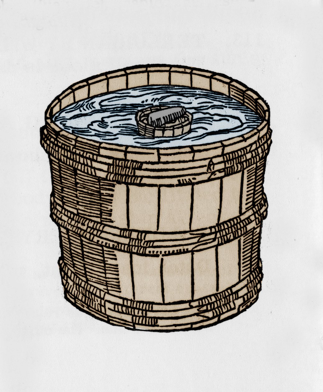 The compsole in its most ancient form floating on the water surface. Illustration from a treatise on magnetism by J. Taisnier 作者 未知艺术家