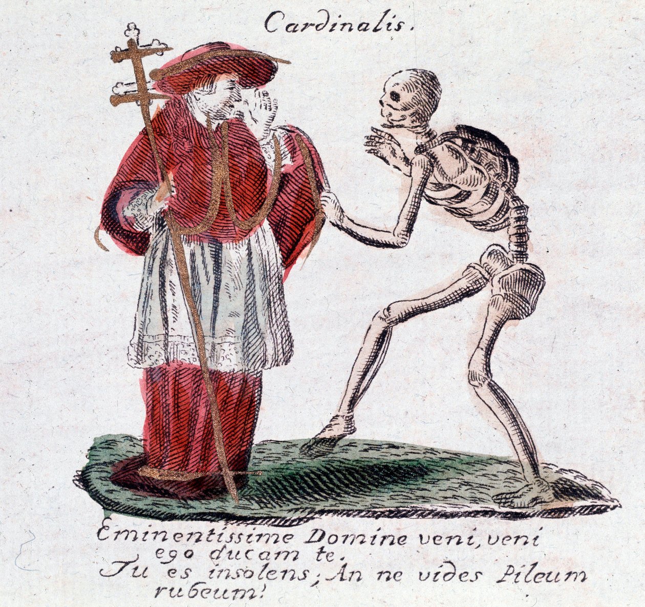 The dance of death, the cardinal and a skeleton (Print) 作者 未知艺术家