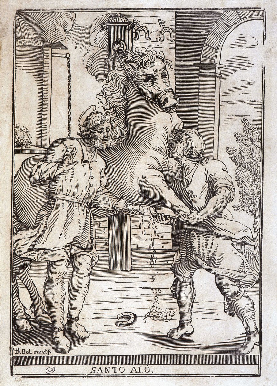 The miracle of Saint Eloi (healing an amputee horse) - engraving 作者 未知艺术家