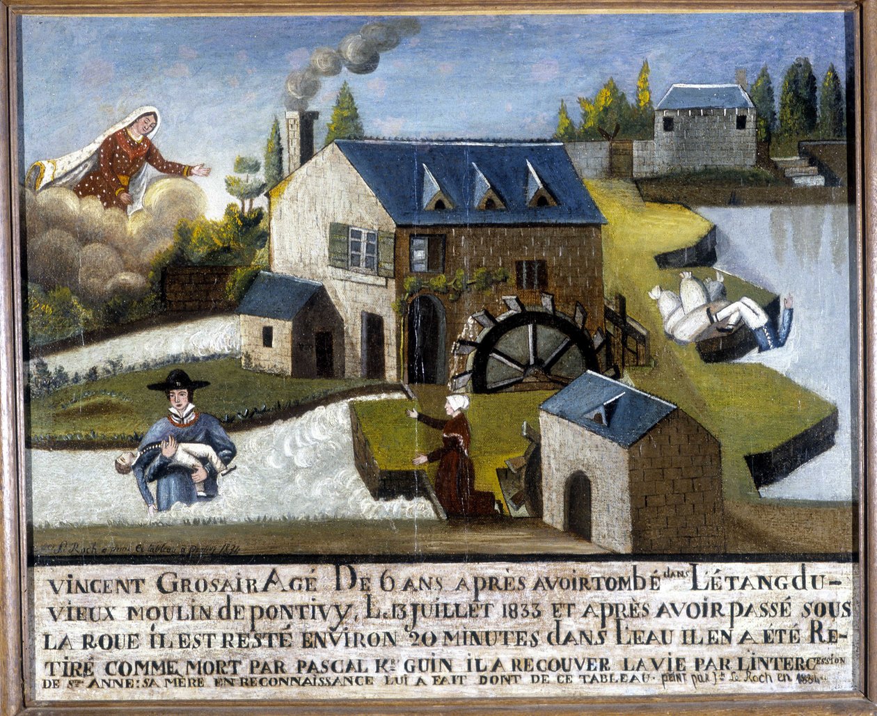 The miracle of the child Vincent Grosair, saved from drowning by Sainte Anne, July 13 作者 未知艺术家