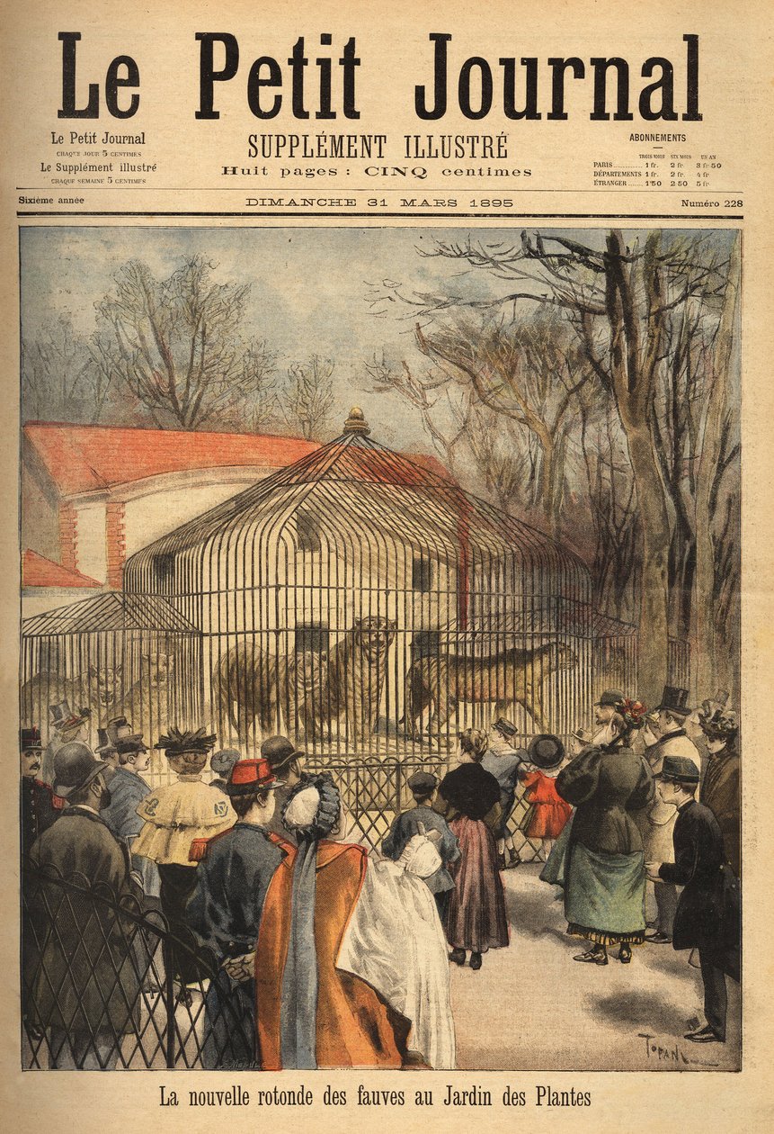 The new rotunda of the beasts in the garden of plants in Paris. Engraving in “” Le petit journal”” 31/03/1895. Selva