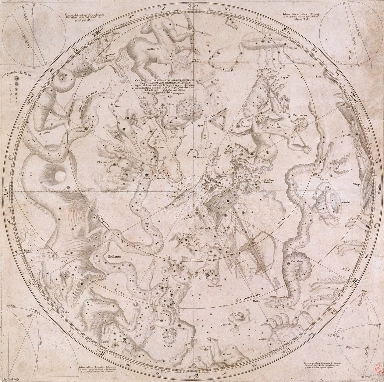 截至 1678 年的两半球主要恒星的赤经和赤纬 作者 未知艺术家