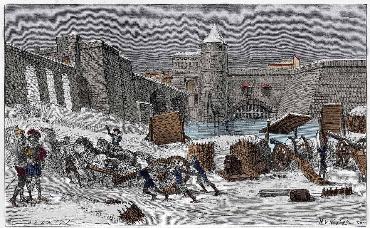 查尔斯五世于 1552 年在吉尔伯特的“Les sieges celebres”中雕刻的梅斯的座位。 作者 未知艺术家