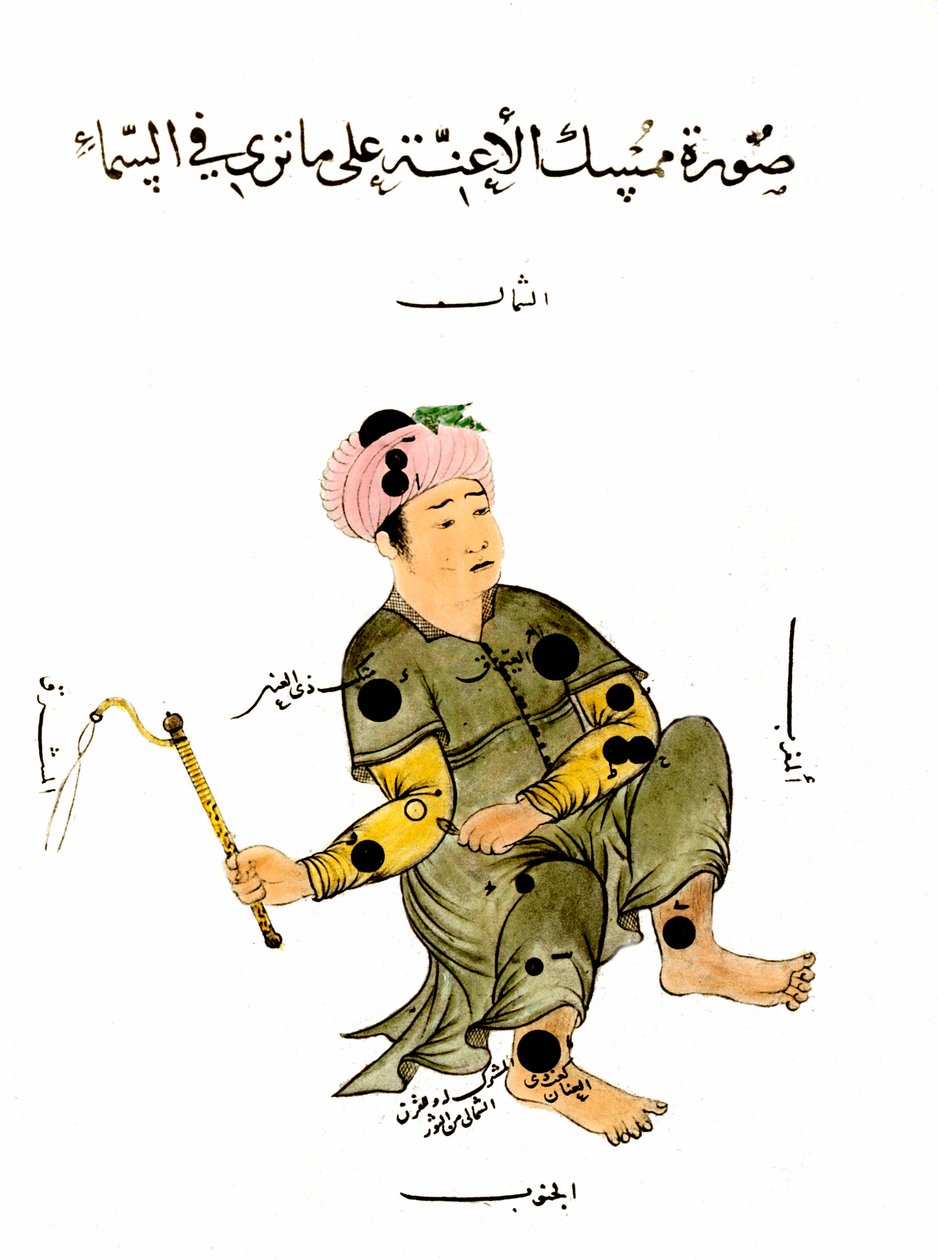 穆斯林星座中的Auriga星以人的形式表现出来（在5036年）。19世纪的雕版画。私人收藏。 作者 未知艺术家