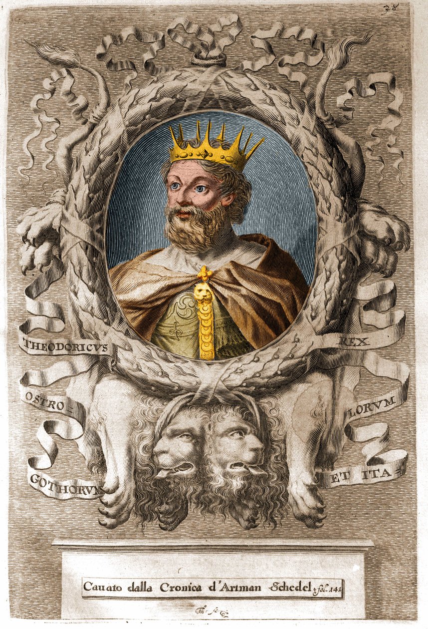Theodoric I the Great (v. 454-526)，东哥特国王 (474-526) 和意大利东哥特王国的创始人。 作者 未知艺术家