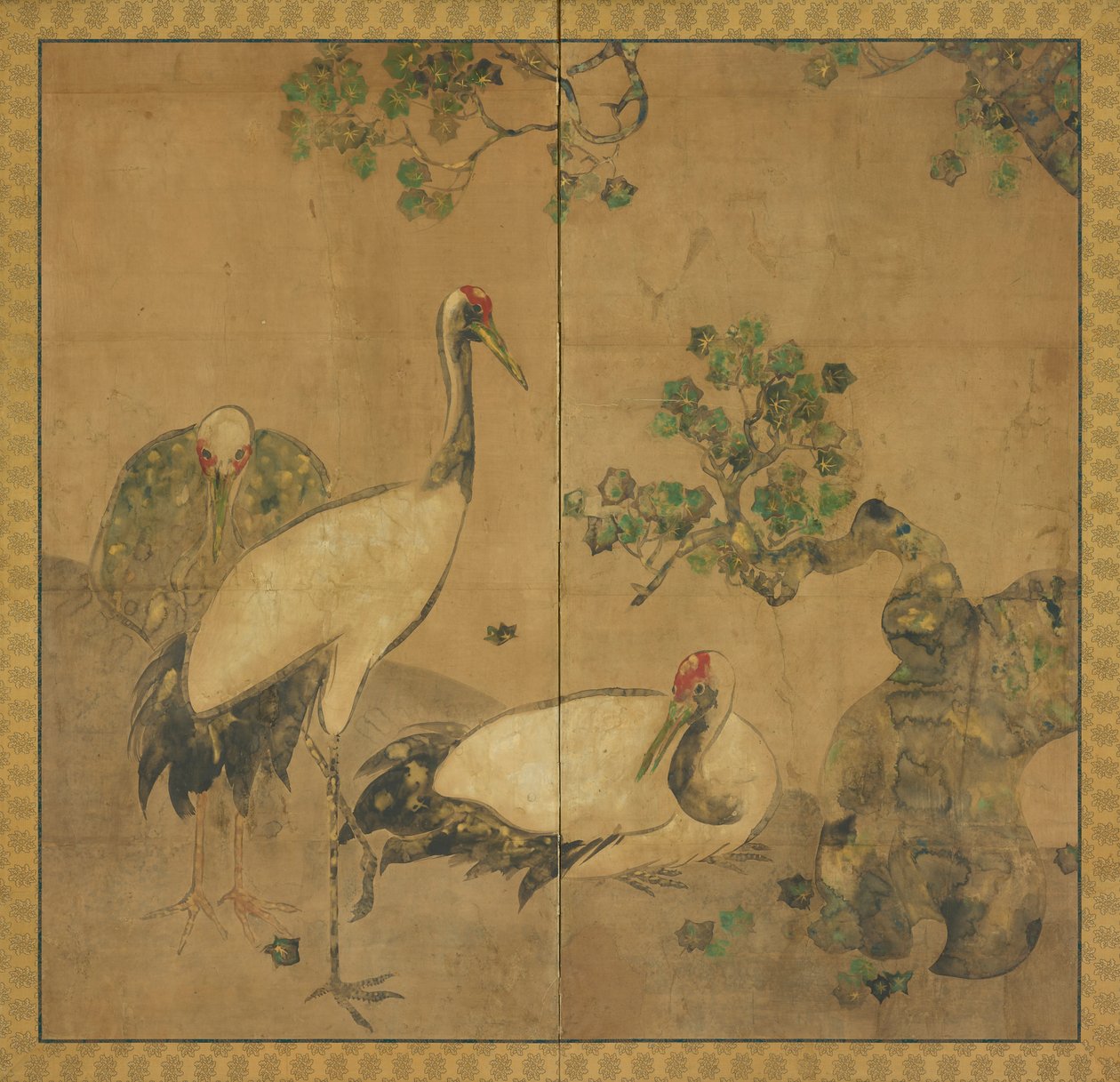 树下三只鹤 作者 未知艺术家