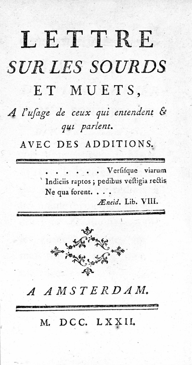丹尼斯·狄德罗 (Denis Diderot) 的《致聋哑人的信》的扉页 作者 未知艺术家