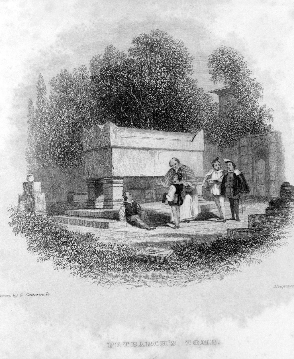 Tomb of Francesco Petrarca (Petrarch) at Arqua near Ravenna. 作者 未知艺术家