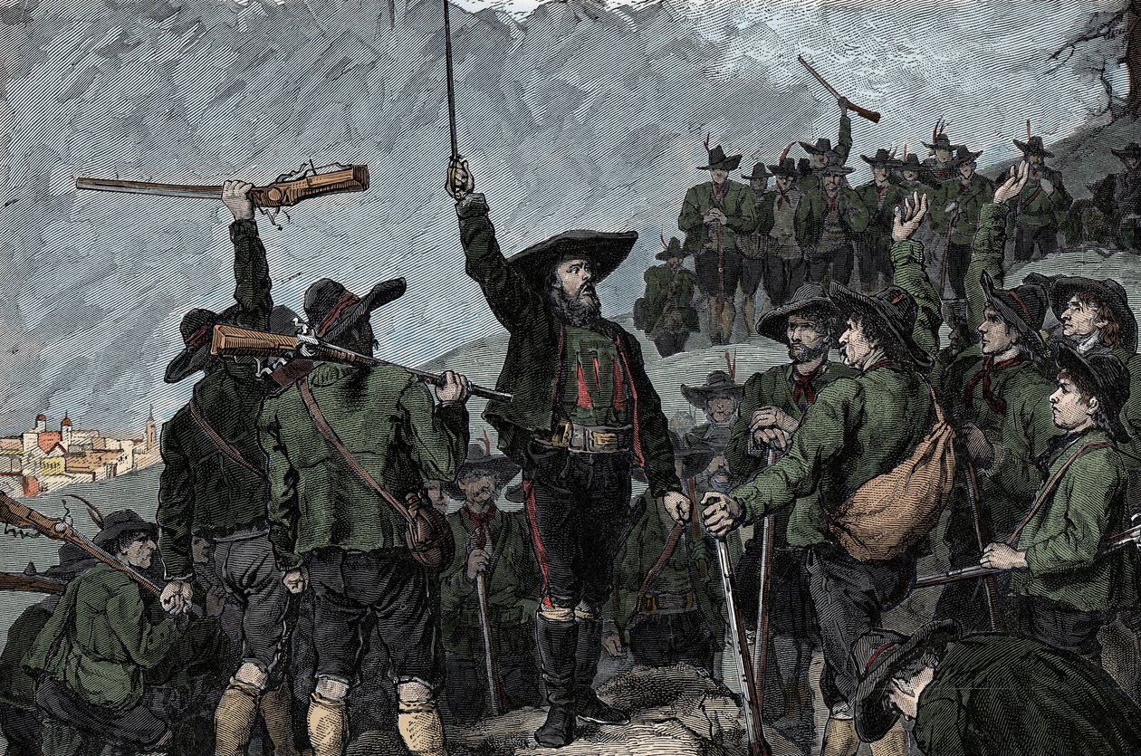 蒂罗尔爱国者 Andreas Hofer (1767-1810) - 1809 年蒂罗尔 (Tyrolean) 的叛乱：蒂罗尔爱国者 Andreas Hofer 作者 未知艺术家