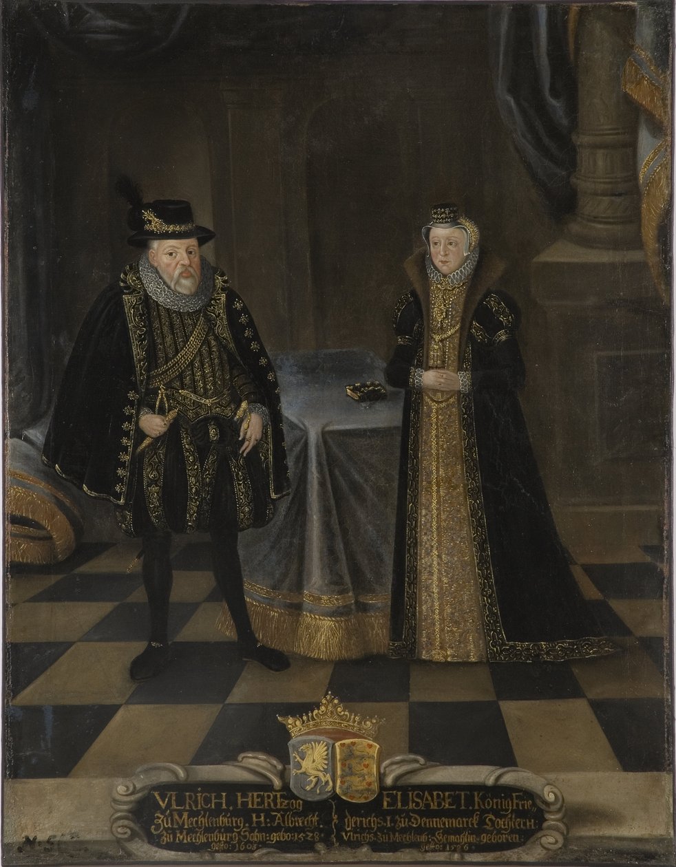 Ulrich III de Mecklembourg Gustrow et Elisabeth de Danemark - 乌尔里希三世（1527-1603）、梅克伦堡公爵和丹麦的伊丽莎白（1524-1586）、梅克伦堡公爵夫人、匿名的肖像。 布面油画。 尺寸：101x79 厘米。 斯德哥尔摩国家博物馆 作者 未知艺术家