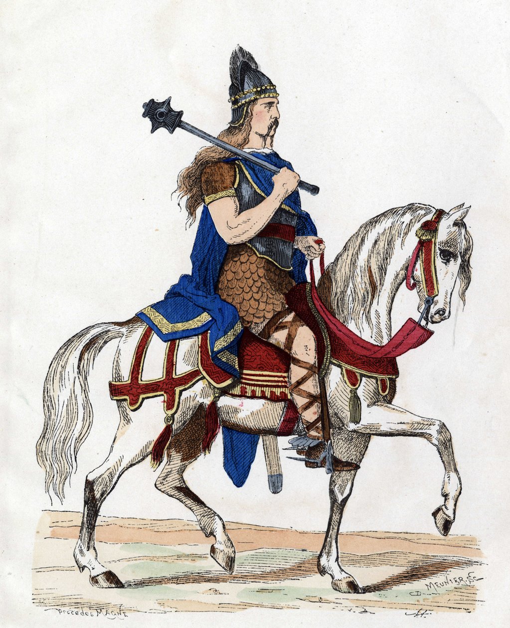 Un chef des Francs - in "Les Costumes civil et militaires des Francais dans travers les Siecles Paris F. Roy 1882" 。 作者 未知艺术家