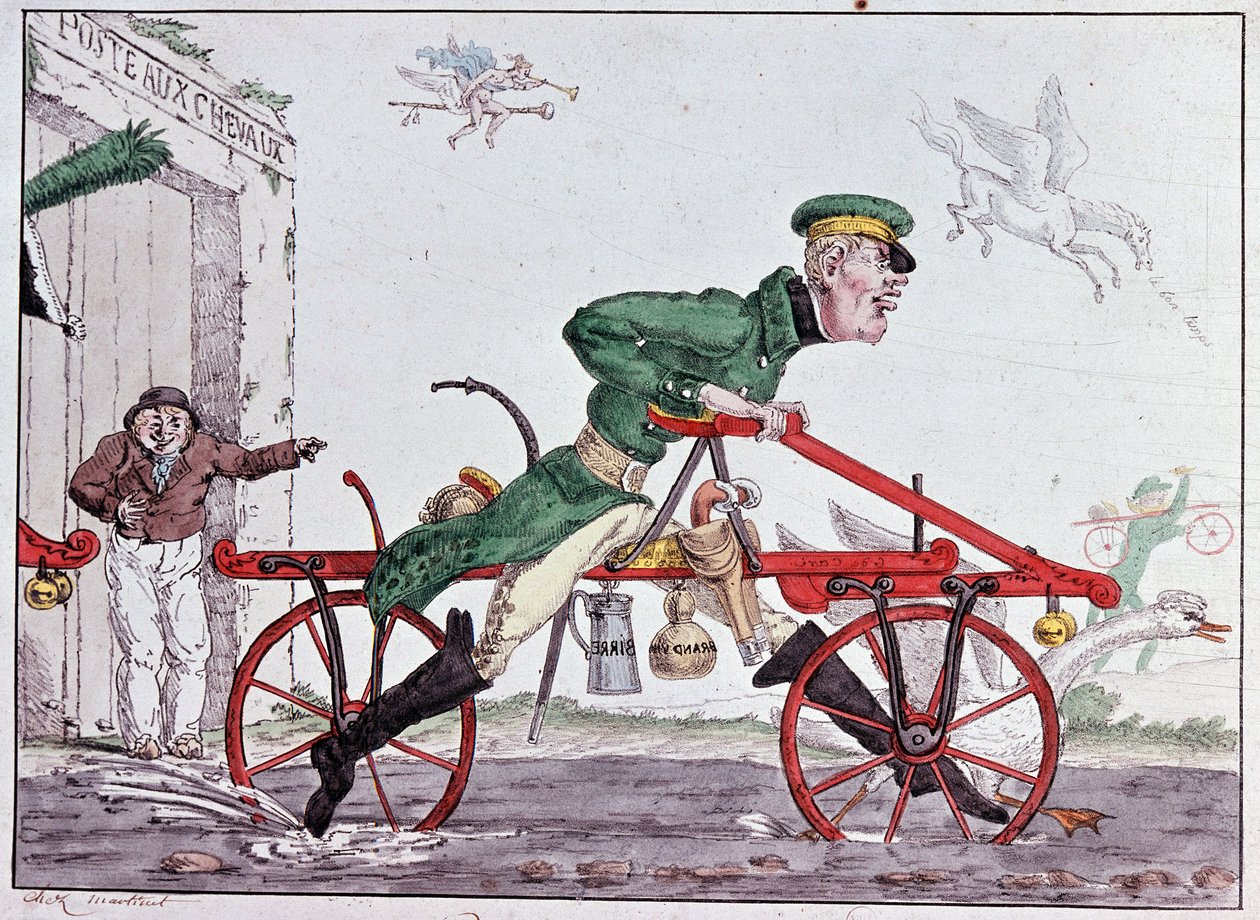 Velocipedes 平衡车 - Baron Drais 上的漫画 作者 未知艺术家