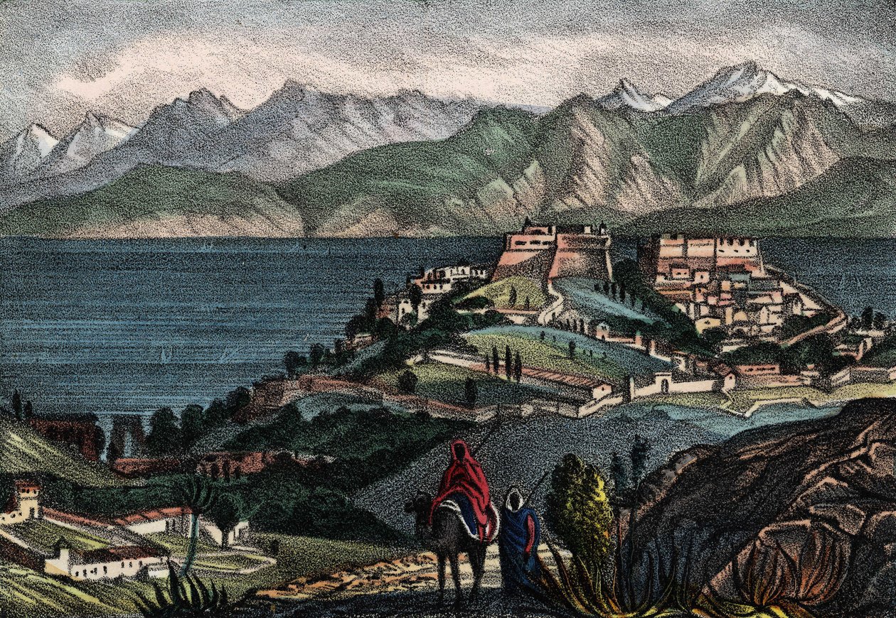 坎德尔和阿特拉斯山脉的景色，1833年非洲法国军队的Trézel将军拍摄的城市。载于《阿尔及尔历史》，莱昂-加里贝尔，第二卷。 作者 未知艺术家