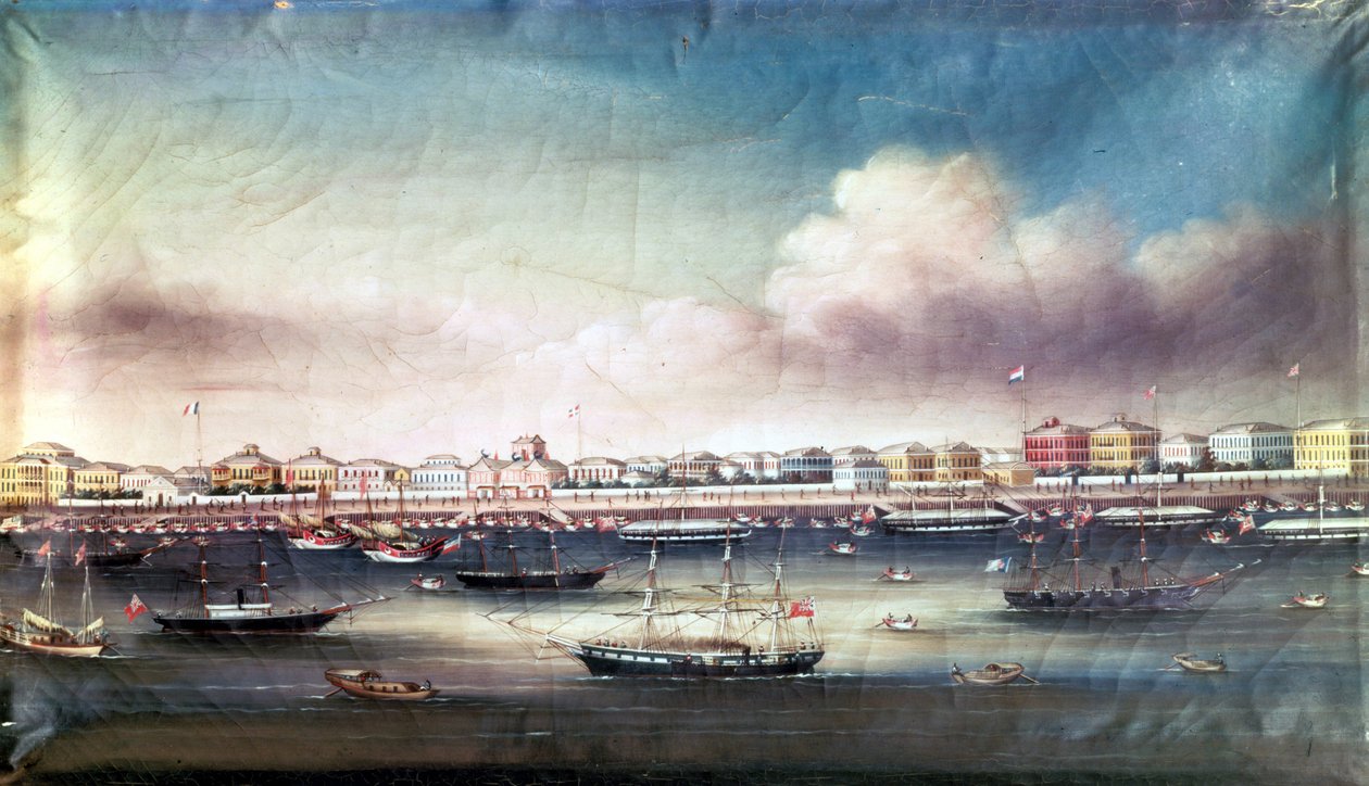 大约 1850 年的上海港景色。 作者 未知艺术家