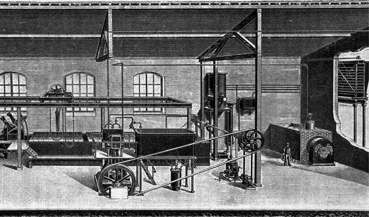 1860 年的制冰厂景观。（海关装置） 作者 未知艺术家