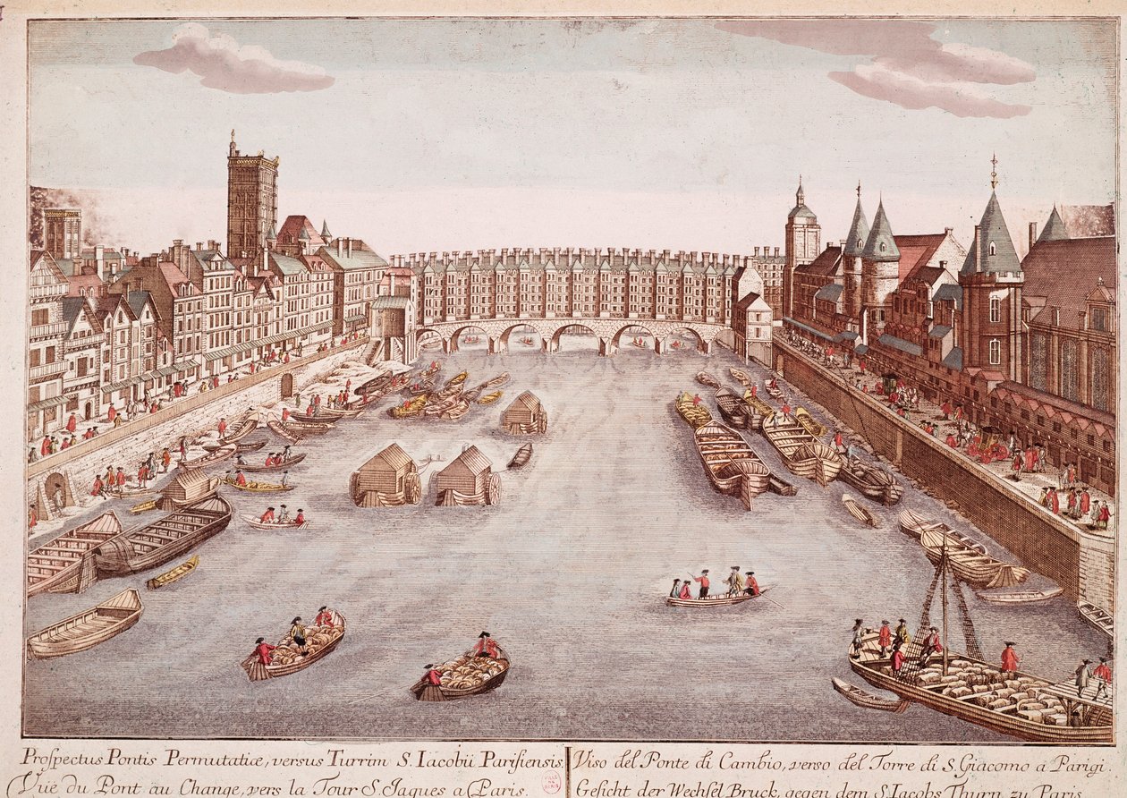 View of the Pont-au-Change towards Saint-Jacques Tower, Paris (engraving) 作者 未知艺术家