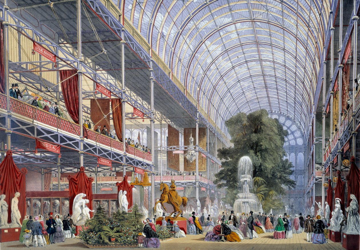 1851年约瑟夫·帕克斯顿（Joseph Paxton）为此建造的水晶宫世界展览的视图 作者 未知艺术家