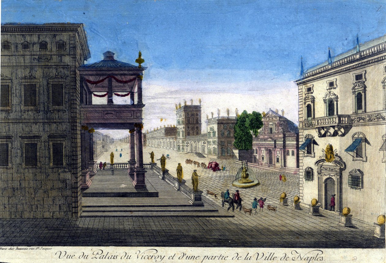 1760 年总督宫和那不勒斯市的一部分。 作者 未知艺术家