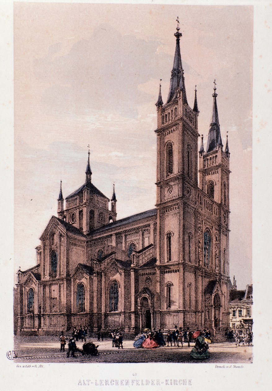 View of the church of Lerchenfelder in Vienna. Austria Engraving from 1830 Private collection 作者 未知艺术家
