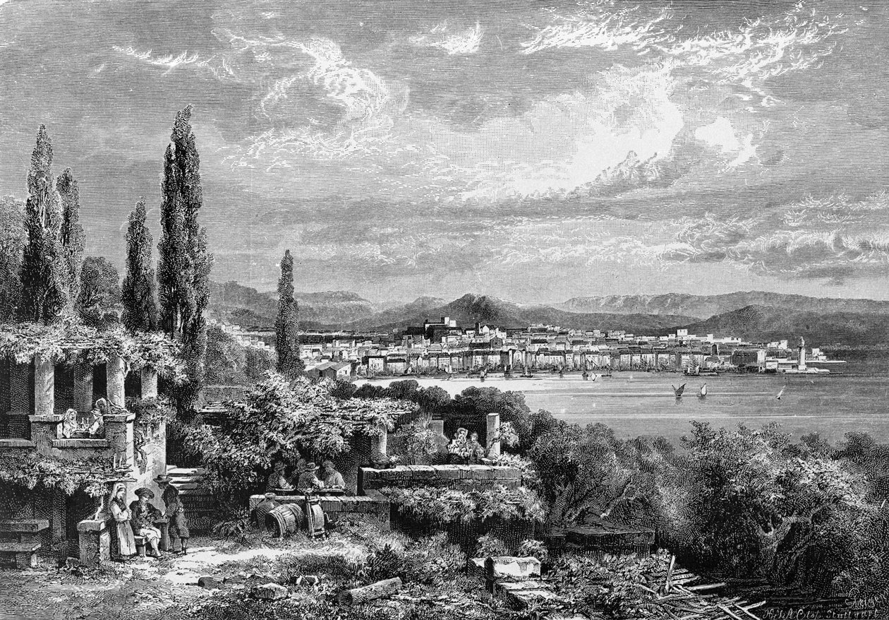 的里雅斯特市（奥地利时期）景观，雕刻于 1885 年 作者 未知艺术家