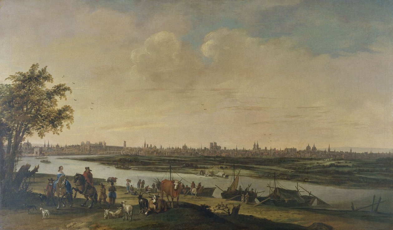 Vue générale de Paris, prise du bas de la colline de Chaillot，约 1650 年，介于 1645 年和 1655 年之间（布面油画） 作者 未知艺术家