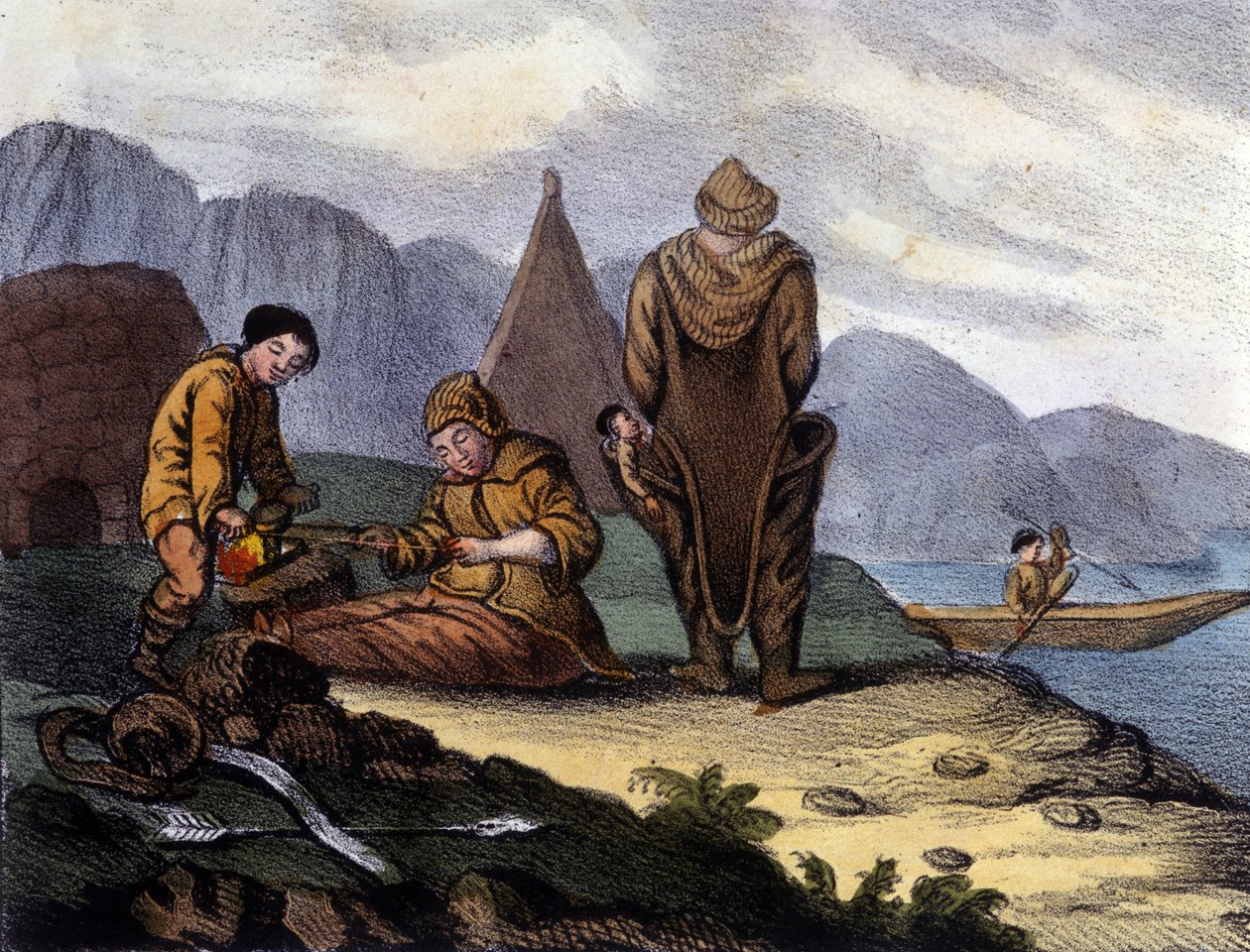 West Greenland Coast Eskimos. Early 19th century lithograph 作者 未知艺术家