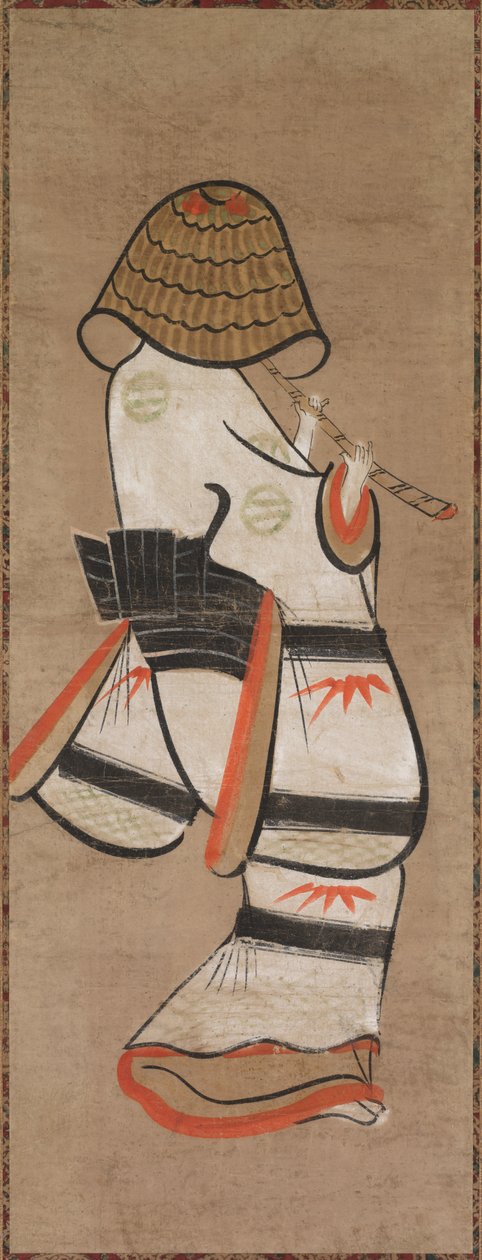 作为巡回僧侣的女性：Onna Komuso (Otsu-e) 作者 未知艺术家