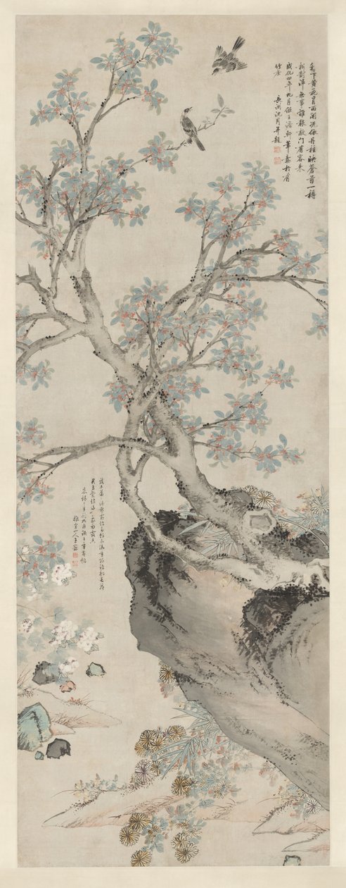王源风格的黄菊与红桂 作者 未知艺术家