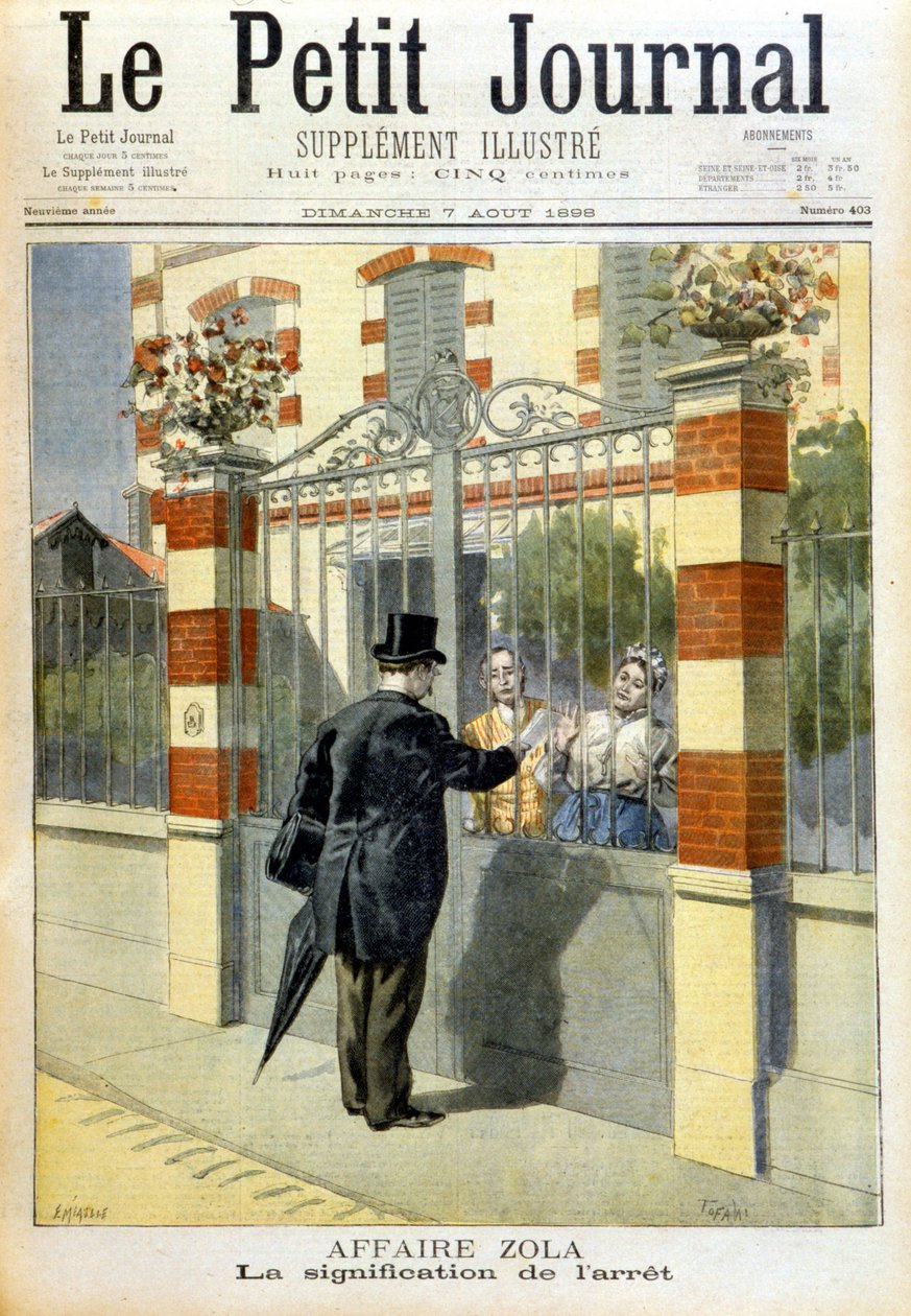 Zola case - service of judgment. Cover Le petit Journal, 7/8/1898. 作者 未知艺术家