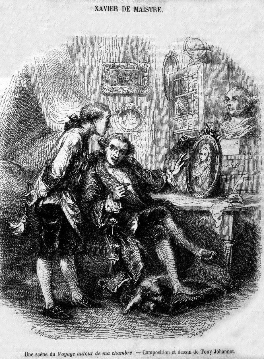 illustration of “” Journey around my room “” (1794) by Xavier de Maistre. 作者 未知艺术家