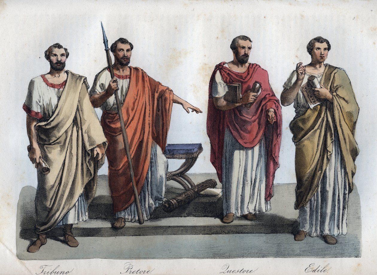 古罗马的行政官--Tribunus（护民官）--praetor（Preteur）（行政官）--Quaestores（Quaestors）--Aediles（ediles），来自《Usi e Costumi di Tutti i Popoli dell
